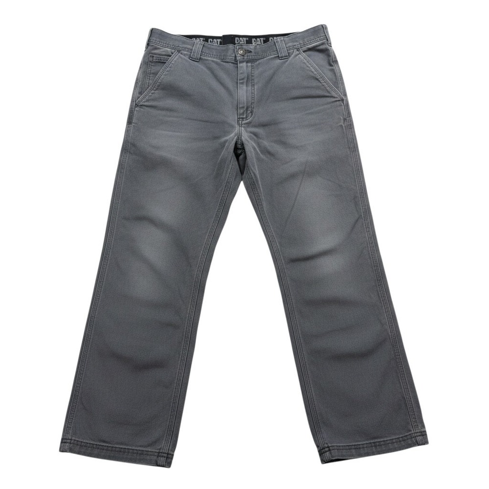 CAT Mens Workwear Pants Gray Stretch Carpenter Utility Straight Leg Rugged